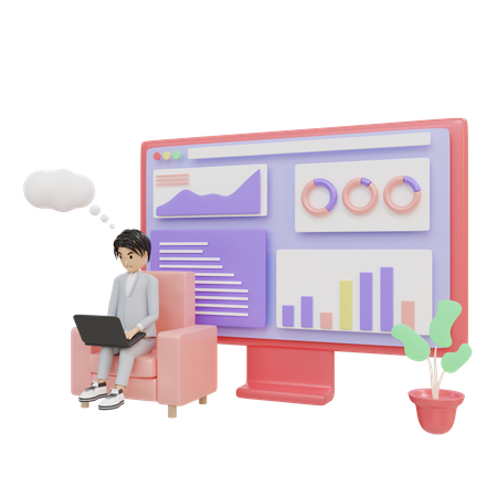 Homme d'affaires faisant une analyse  3D Icon
