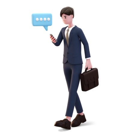 Homme d'affaires faisant une communication en ligne  3D Illustration