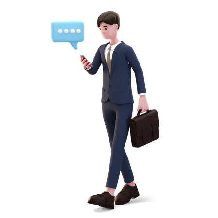 Homme d'affaires faisant une communication en ligne  3D Illustration