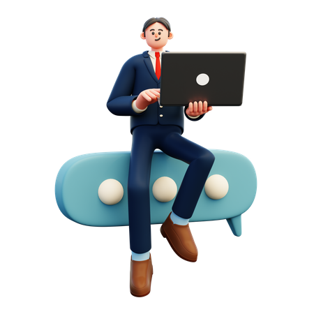 Homme d'affaires faisant une communication en ligne  3D Illustration