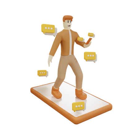 Homme d'affaires faisant une conversation mobile  3D Illustration