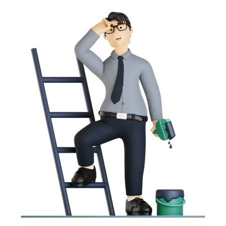 Homme d'affaires fatigué de travailler en permanence  3D Illustration