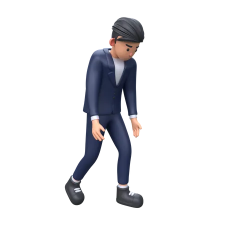 Homme d'affaires fatigué marchant  3D Illustration