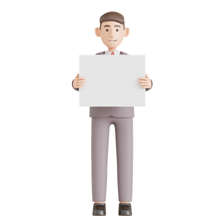Homme D'affaires Tenir Le Papier Présentation  3D Illustration