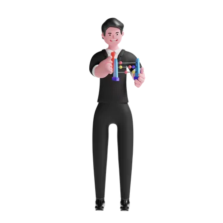Homme affaires, tenue, boulier  3D Illustration