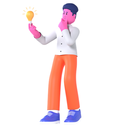 Homme affaires, tenue, ampoule  3D Illustration