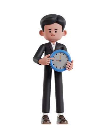 Homme affaires, tenue, horloge  3D Illustration