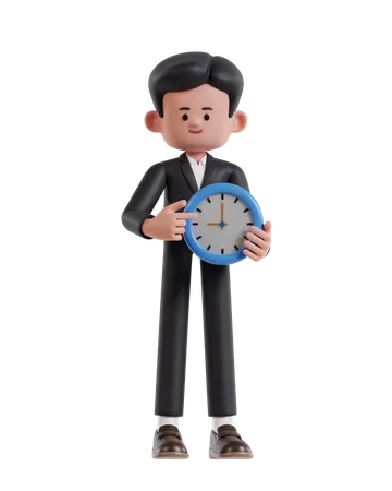 Homme affaires, tenue, horloge  3D Illustration