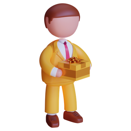 Homme affaires, tenue, boîte cadeau  3D Icon