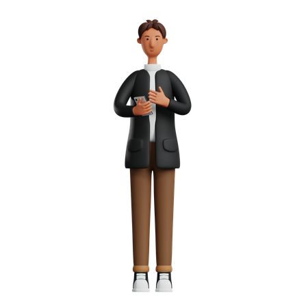 Homme affaires, tenue, mobile  3D Illustration