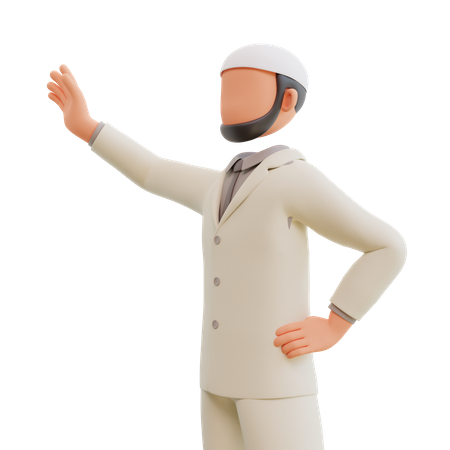 Homme d'affaires islamique agitant  3D Illustration