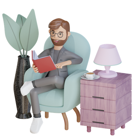 Homme d'affaires lisant un livre  3D Illustration