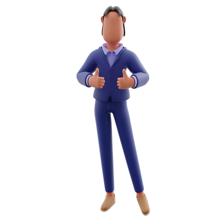 Homme d'affaires donnant le pouce en l'air  3D Icon