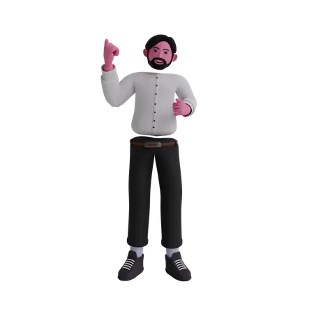 Homme d'affaires levant une main  3D Illustration