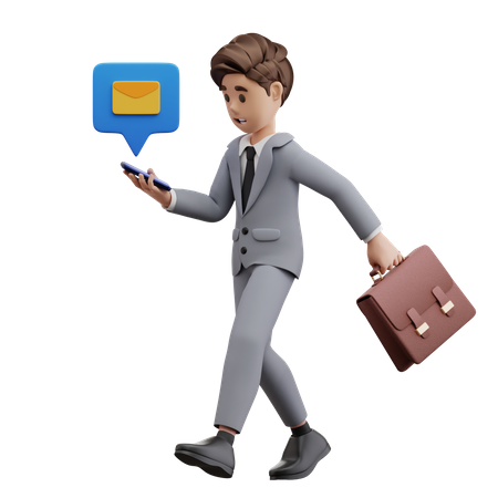 Homme d'affaires marchant avec e-mail  3D Illustration