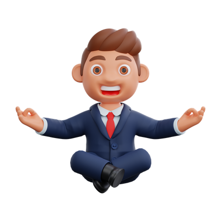 Homme d'affaires méditant au travail  3D Icon