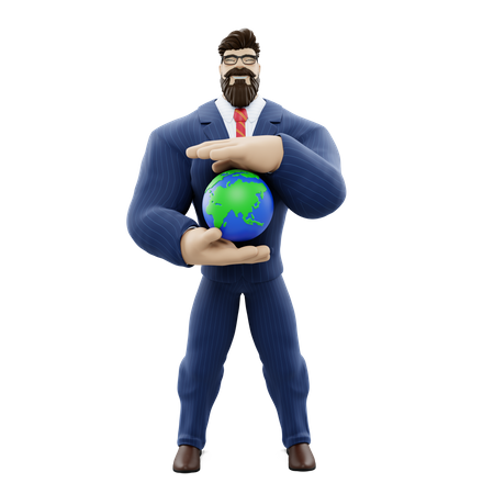 Homme d'affaires mondial  3D Illustration