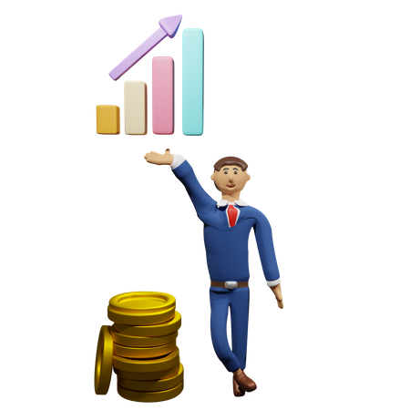 Homme d'affaires montrant le diagramme  3D Illustration