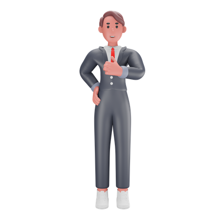 Homme affaires, projection, pouces haut  3D Illustration