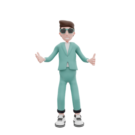 Homme affaires, projection, pouces haut  3D Illustration