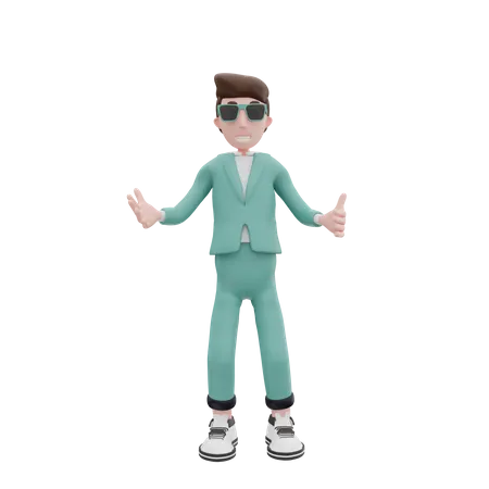 Homme affaires, projection, pouces haut  3D Illustration