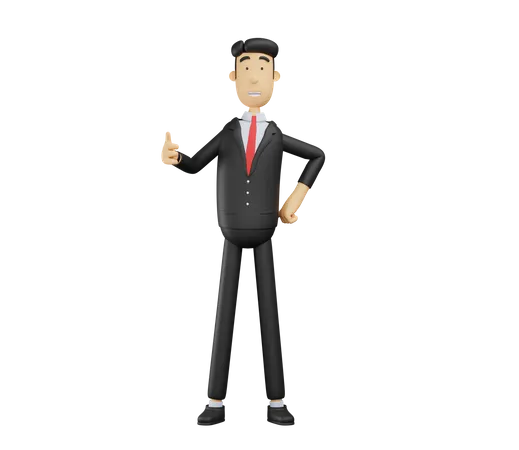 Homme affaires, projection, pouces haut  3D Illustration