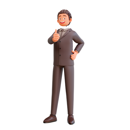 Homme affaires, projection, pouces haut  3D Illustration