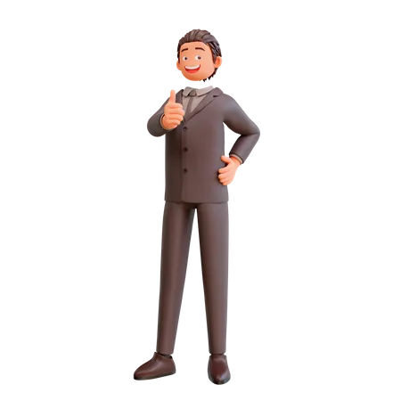 Homme affaires, projection, pouces haut  3D Illustration