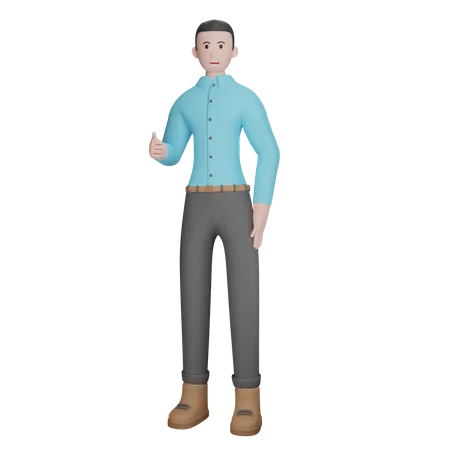 Homme affaires, projection, pouces haut  3D Illustration