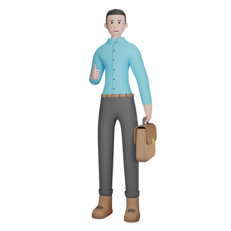 Homme affaires, projection, pouces haut  3D Illustration