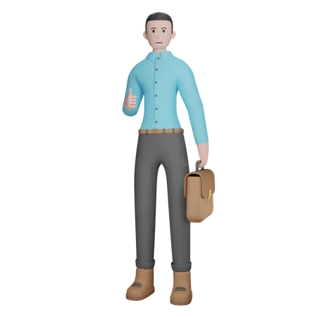 Homme affaires, projection, pouces haut  3D Illustration