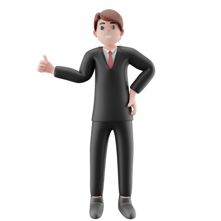 Homme affaires, projection, pouces haut  3D Illustration