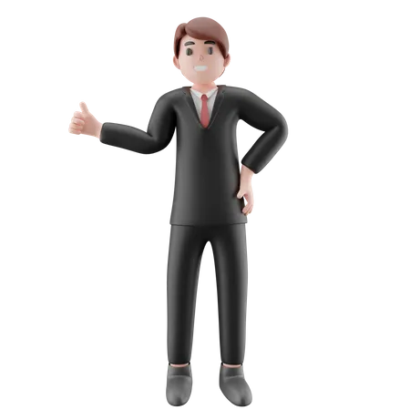 Homme affaires, projection, pouces haut  3D Illustration