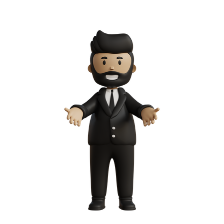 Homme d'affaires montrant quelque chose  3D Illustration