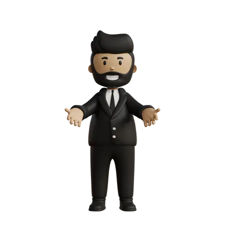 Homme d'affaires montrant quelque chose  3D Illustration