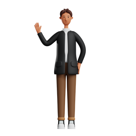 Homme d'affaires montrant le geste de salutation  3D Illustration