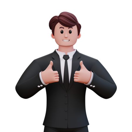 L'homme d'affaires montre les pouces vers le haut  3D Illustration