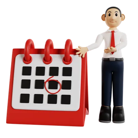 Homme d'affaires organisé avec calendrier  3D Illustration