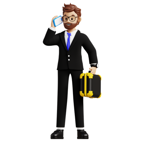 Homme d'affaires parlant au téléphone  3D Icon