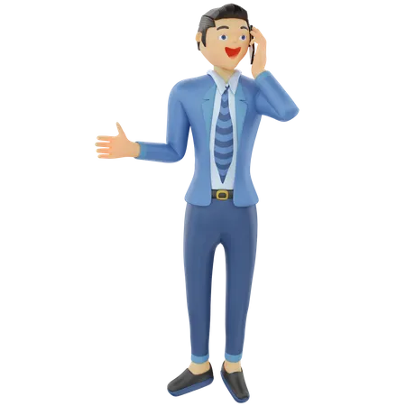 Homme d'affaires parlant au téléphone  3D Illustration