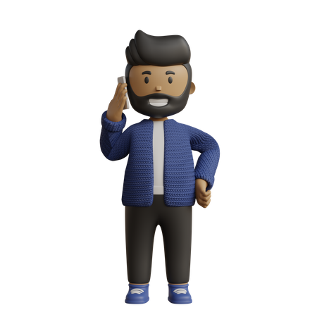 Homme d'affaires parlant au téléphone  3D Illustration