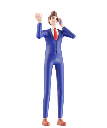 Homme d'affaires parlant sur mobile  3D Illustration