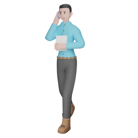 Homme d'affaires parlant sur smartphone  3D Illustration