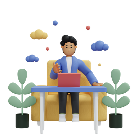 Homme d'affaires participant à une réunion en ligne  3D Icon