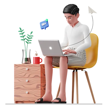 Homme d'affaires participant à une réunion en ligne  3D Illustration