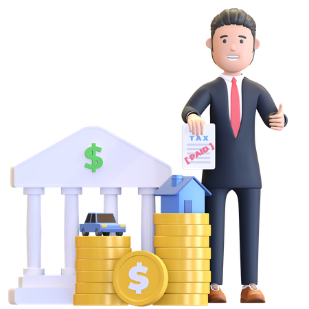 Homme d'affaires payant des impôts  3D Icon
