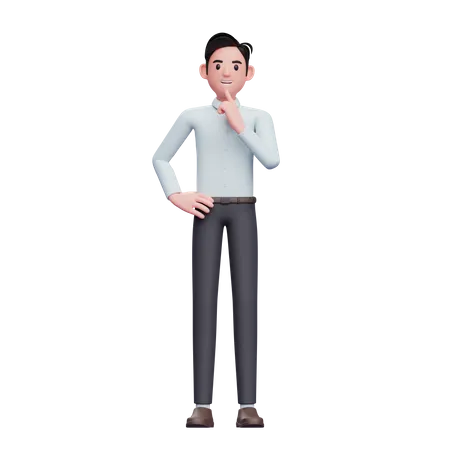 Homme d'affaires pensant pose  3D Illustration