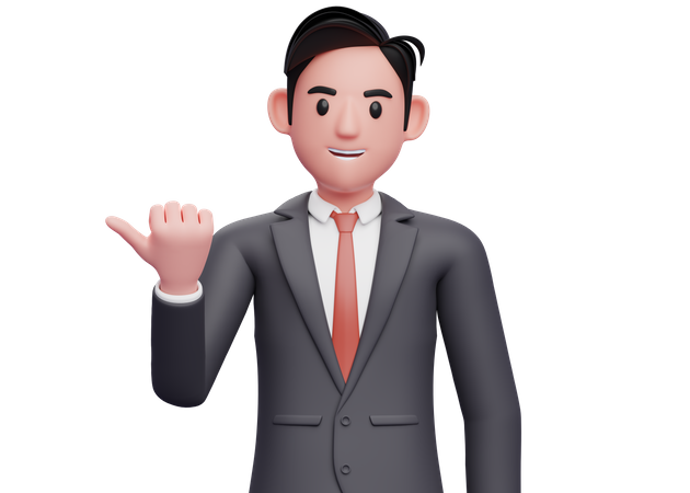 Homme d'affaires pointant avec le pouce  3D Illustration