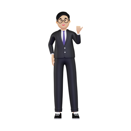 Homme d'affaires pointant avec le pouce sur le côté  3D Icon