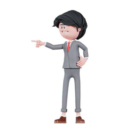 Homme d'affaires pointant du côté gauche  3D Illustration